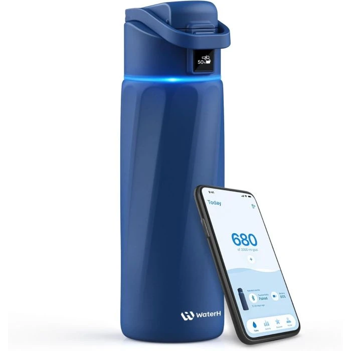 WaterH Boost Smarte Trinkflasche 710ml Magnetit Blau