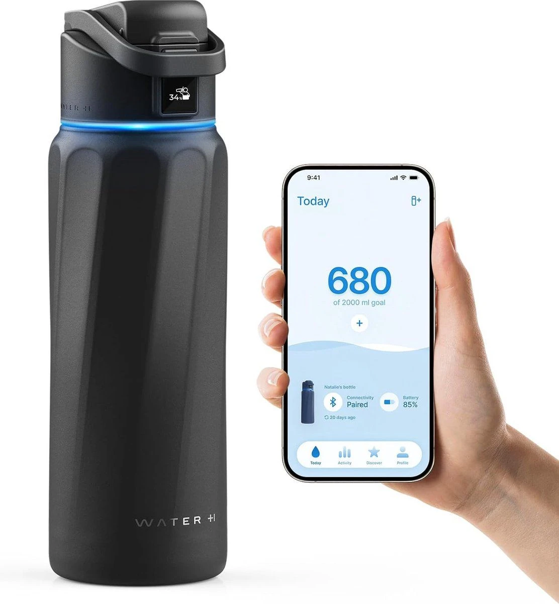 WaterH Boost Smart Trinkflasche Schwarz