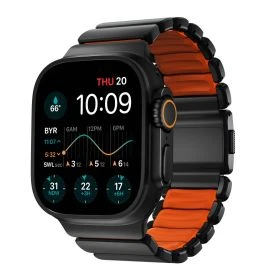 Nomad Stratos Titanium Strap Apple Watch 44mm / 45mm / 46mm / 49mm Schwarz/Ultra Orange