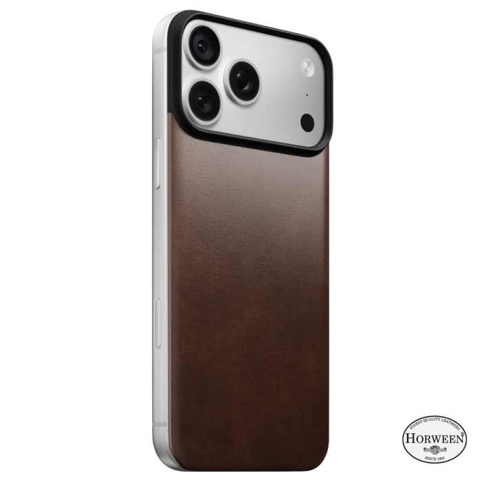 Nomad Magnetische Lederrückseite Horween MagSafe iPhone 18 Pro Max Rustic Brown