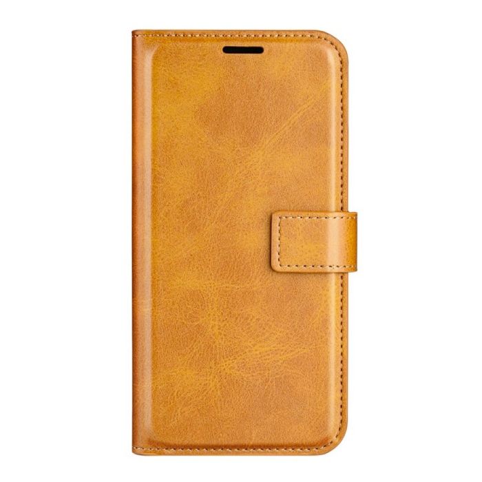 Casecentive Leder Wallet Hülle mit Verschluss iPhone 14 Pro Max hellbraun