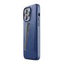 Mujjo Leather Wallet Case iPhone 14 Pro Max blue sticky
