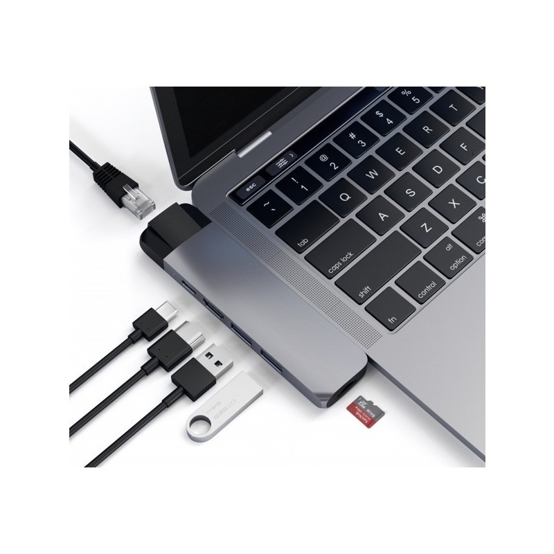 Satechi USB-C Pro Hub 4K HDMI mit Ethernet grau
