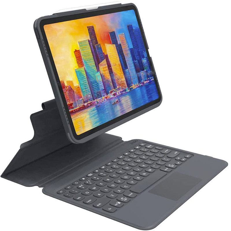 Zagg Pro Keys Kabellose Tastatur mit Trackpad Bookcase iPad Pro 11 Zoll (2018/2020/2021/2022) / iPad Air (2020) grau
