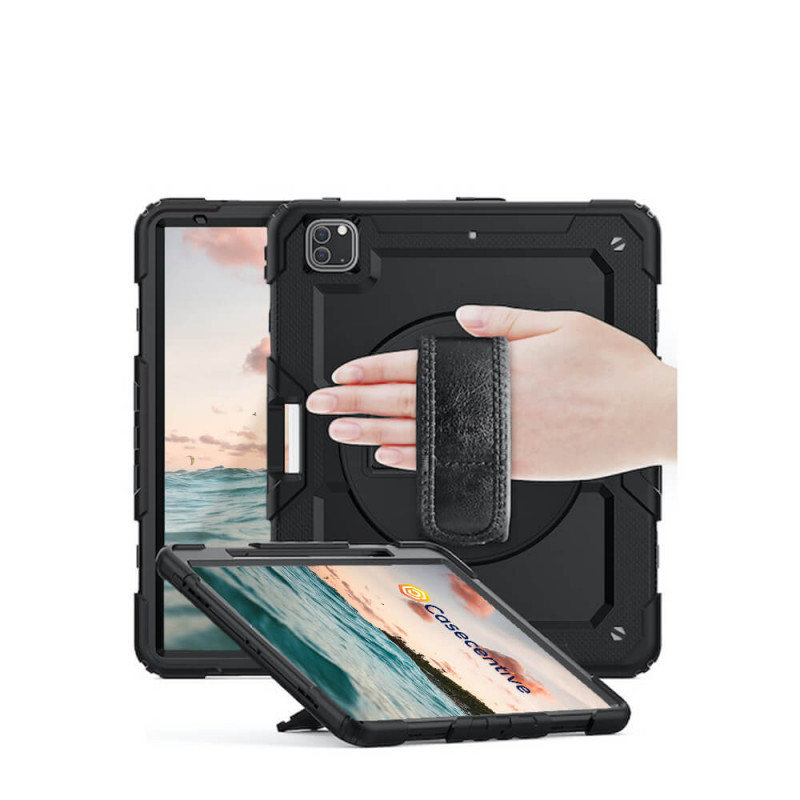 Casecentive Handstrap Pro Hardcase mit Griff iPad Pro 11" 2021 / 2020 / 2018 schwarz