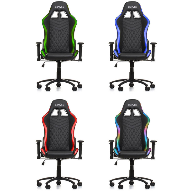 Gear4U beleuchteter Gaming Stuhl RGB / LED schwarz