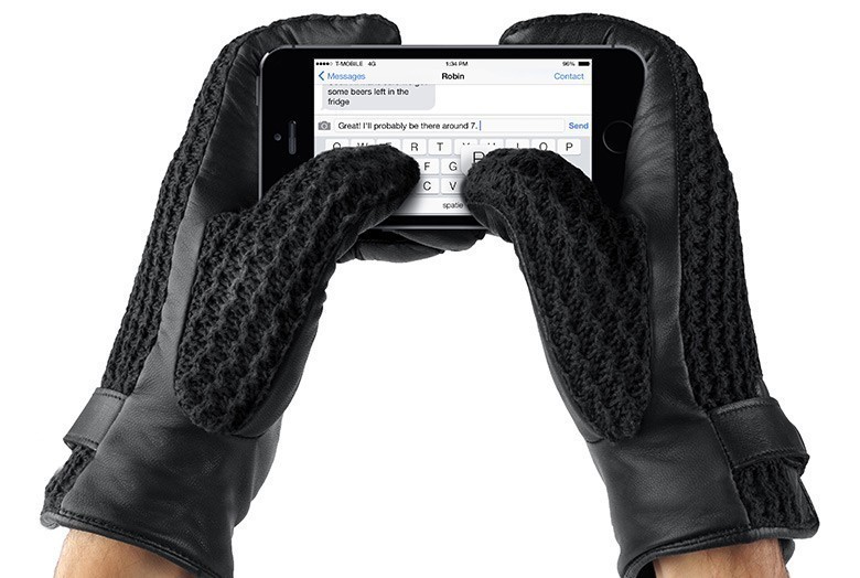 Mujjo Leder Crochet Touchscreen Gloves Size 8,5 (M/L)