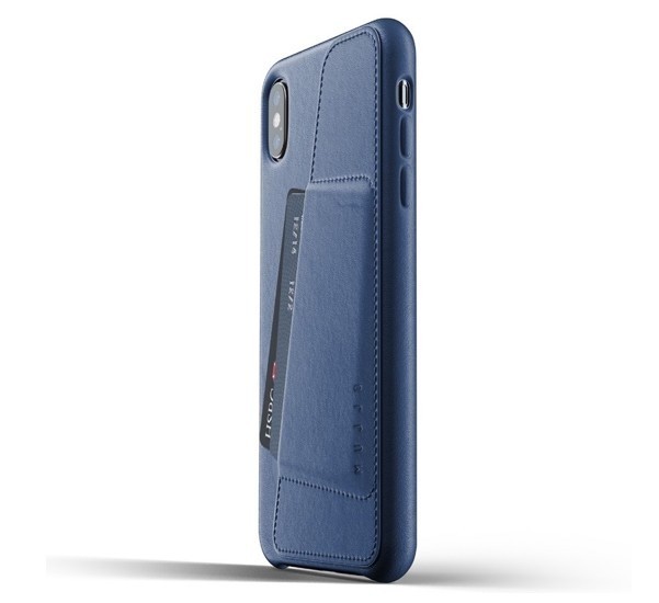 Mujjo Leather Wallet Case iPhone XS Max blau