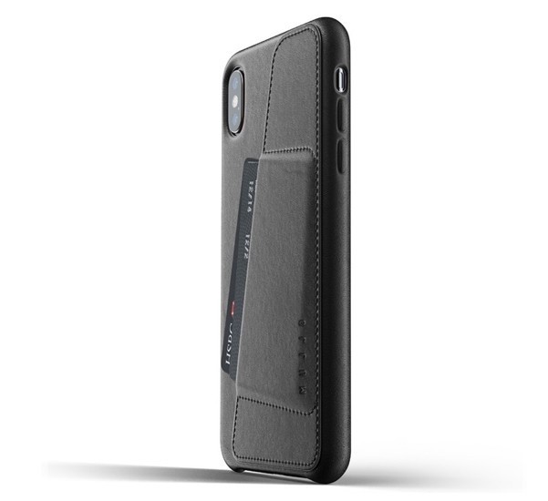Mujjo Leather Wallet Case iPhone XS Max schwarz
