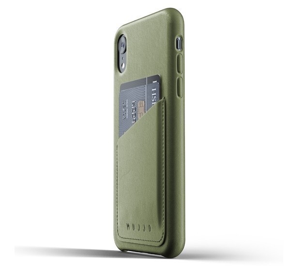 Mujjo Leather Wallet Case iPhone XR grün