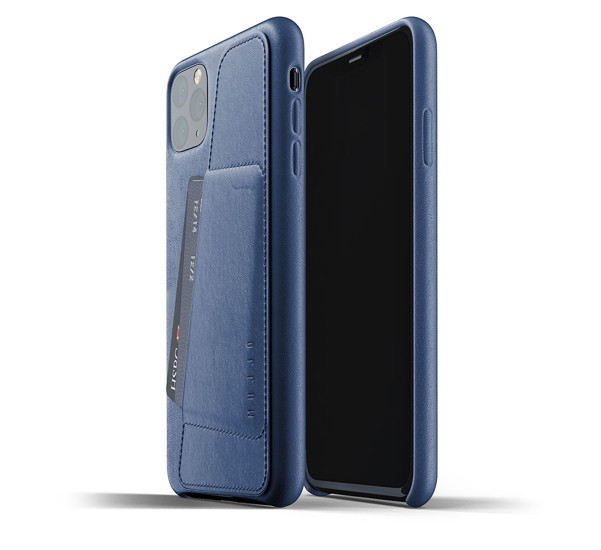 Mujjo Leder Wallet Hülle iPhone 11 Pro Max Blau