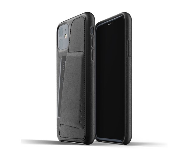 Mujjo Leather Wallet Case iPhone 11 Schwarz