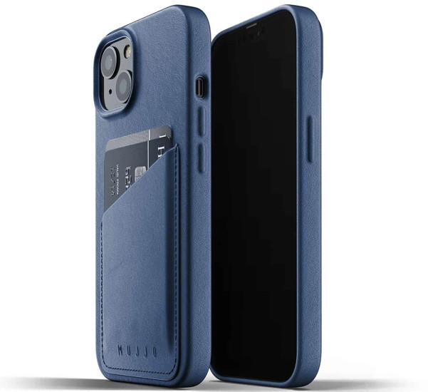 Mujjo Leder Wallet Case iPhone 13 Mini blau