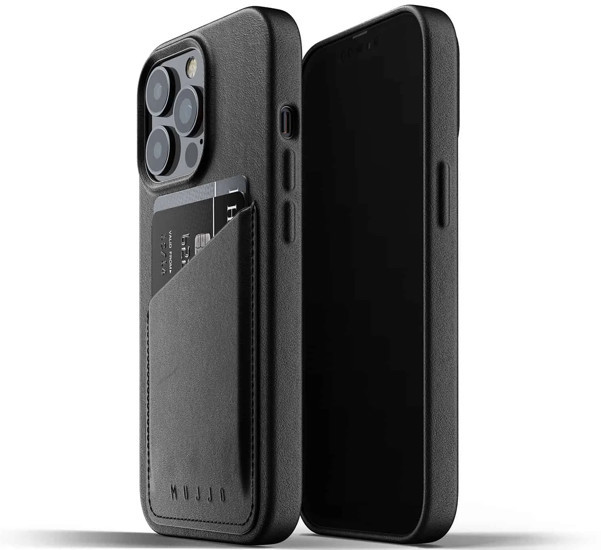 Mujjo Leder Wallet Case iPhone 13 Pro schwarz