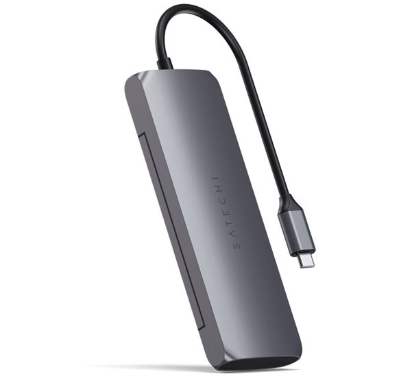 Satechi USB-C Hybrid Multiport Adapter mit SSD-Gehäuse space gray