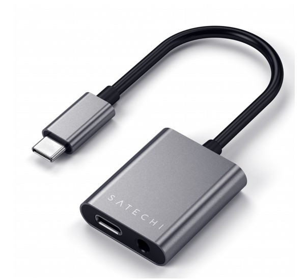 Satechi Aluminium Typ-C auf 3,5mm Kopfhörer USB-C PD grau