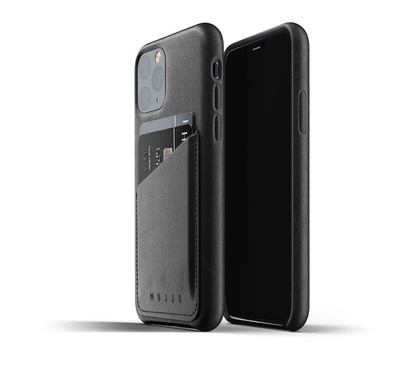Mujjo Leather Wallet Case iPhone 11 Pro Schwarz