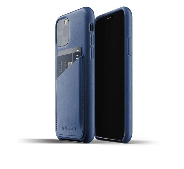 Mujjo Leather Wallet Case iPhone 11 Pro blau