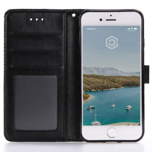 Casecentive Leder Wallet Case iPhone 7 / 8 / SE 2020 schwarz