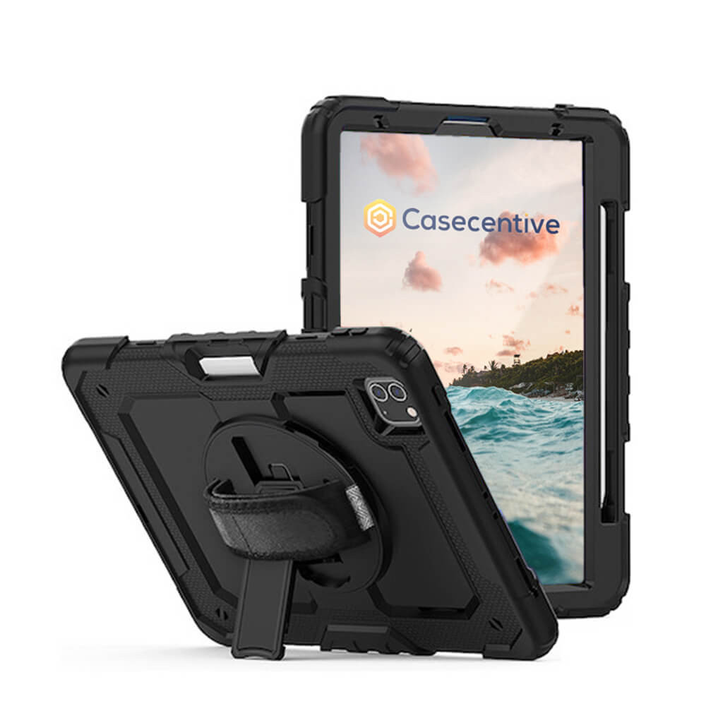 Casecentive Handstrap Pro Hardcase mit Griff iPad Pro 11" 2022 / 2021 / 2020 / 2018 schwarz