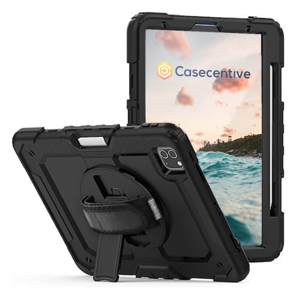 Casecentive Handstrap Pro Hardcase mit Griff iPad Pro 12.9" 2022 / 2021 / 2020 / 2018 schwarz