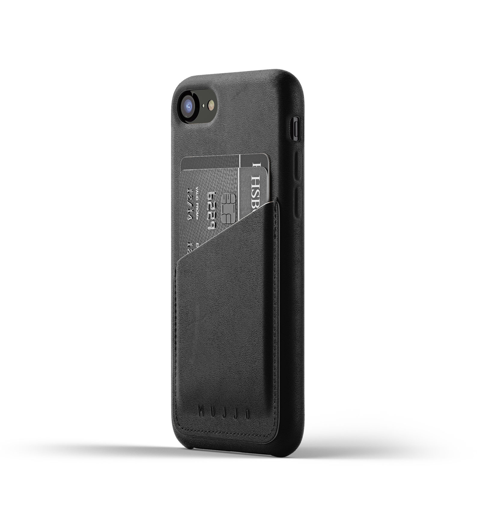 Mujjo Leather Wallet Case iPhone 7 / 8 / SE 2020 schwarz
