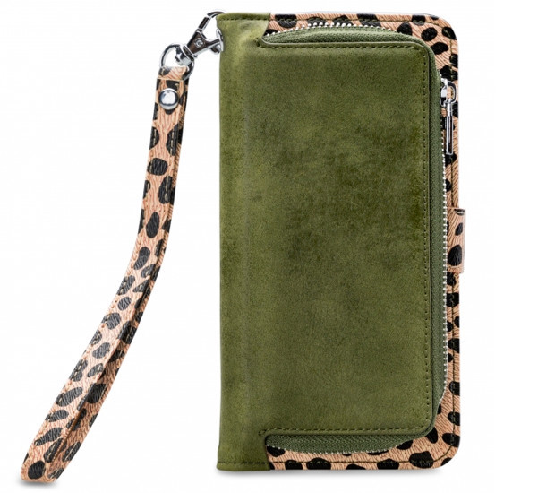Mobilize 2in1 Gelly Wallet Zipper Hülle iPhone 12 Pro Max Olivgrün / Leopard