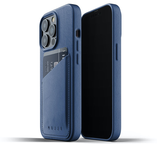 Mujjo Leder Wallet Case iPhone 13 Pro blau