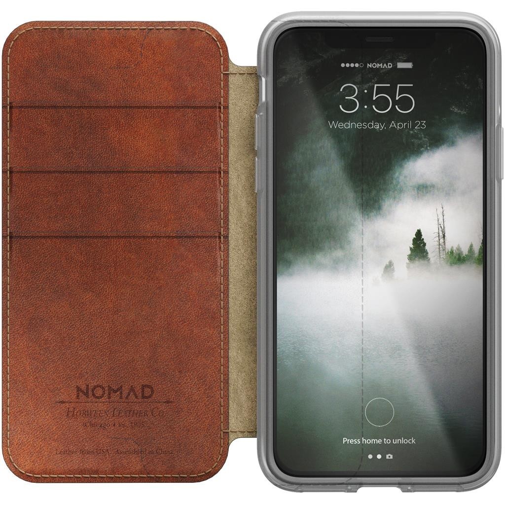 Nomad Clear Folio Case iPhone X / XS braun 