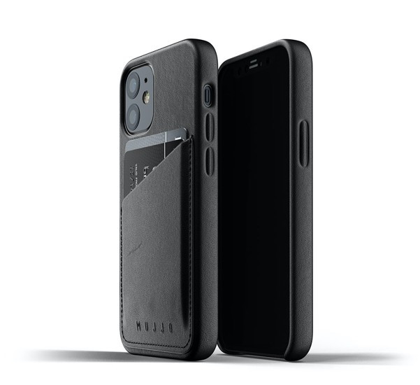 Mujjo Leder Wallet Case iPhone 12 Mini schwarz