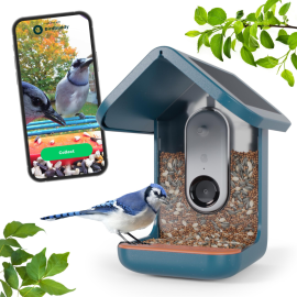 Bird Buddy Smart Vogelfutterspender mit Solarpaneelen in Blau