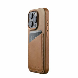Mujjo Leather Wallet Case iPhone 15 Pro braun