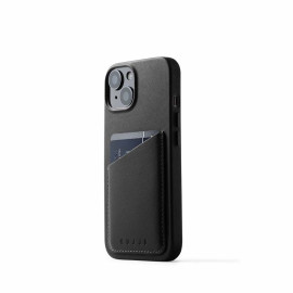 Mujjo Leather Wallet Case iPhone 15 black