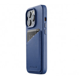 Mujjo Leather Wallet Hülle iPhone 14 Pro blau