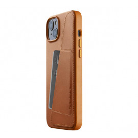 Mujjo Leather Wallet Hülle iPhone 14 Plus braun