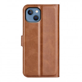 Casecentive Leder Wallet Hülle mit Verschluss iPhone 14 Plus braun