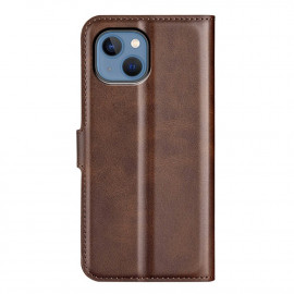 Casecentive Leder Wallet Hülle mit Verschluss iPhone 14 Plus dunkelbraun