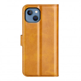 Casecentive Leder Wallet Hülle mit Verschluss iPhone 14 Plus hellbraun