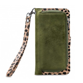 Mobilize 2in1 Gelly Wallet Zipper Hülle Samsung Galaxy S10E olivgrün / leopard