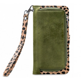 Mobilize 2in1 Gelly Wallet Zipper Hülle iPhone 12 / iPhone 12 Pro Olivgrün / Leopard
