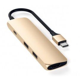 Satechi Type-C USB Passthrough HDMI Hub gold