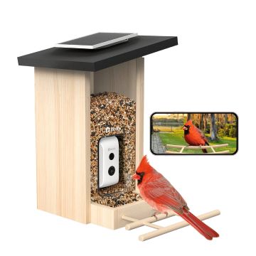Birdfy Feeder Ebony Lite Intelligenter Vogelspender Solarbetrieben mit Kamera und AI-Vogel-Erkennung