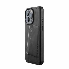 Mujjo Lederhülle Wallet iPhone 15 Pro Max schwarz