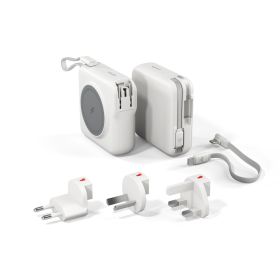 Epico Travel UltraPack 3in1 Tragbare Kabellose Magnetische Power Bank und Wandladegerät 10.000mAh Weiß