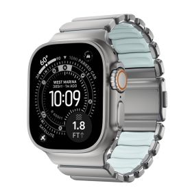 Nomad Stratos Titanium Apple Watch Armband 44mm / 45mm / 46mm / 49mm Natural / Icy Blue Glow